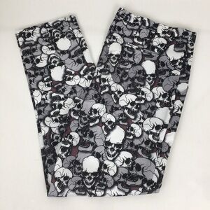 Skull Print Pants Men’s Size XL Black White Gray Novelty Trousers